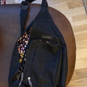 Vera Bradley Black Belt Bag with Floral Lining